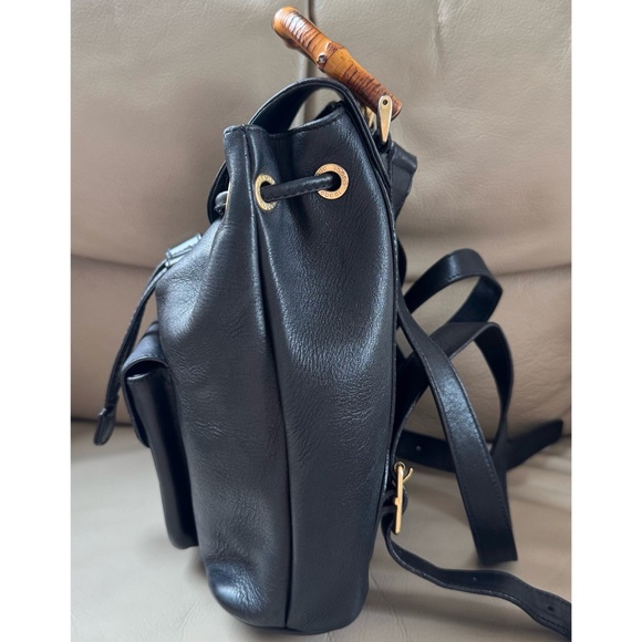 Authenticated Vintage Gucci Leather Bamboo Flap Drawstring Mini Backpack, COA - Picture 4 of 15